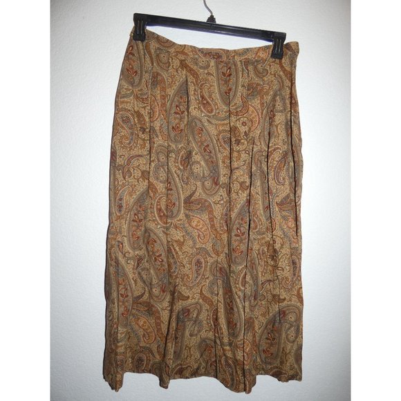 Women's Brown Paisley Patterned Wool and Rayon Skirt, Size 12, Pendleton - Picture 2 of 4